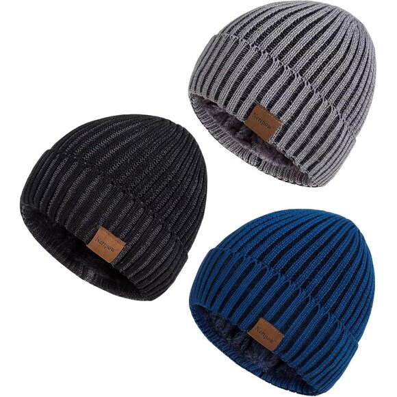 Fashion-Forward 3 Pack Beanie Hats - Essential Winter Warmth & Style - Picture 1 of 7